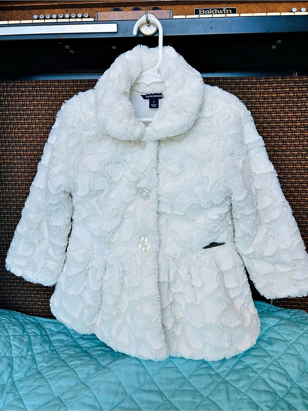 Calvin Klein Jeans Textured Teddy Jacket White Size 4